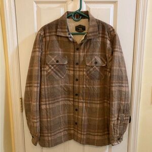 Freedom Foundry Brown and Tan Plaid Winter Flannel Button Down Jacket
